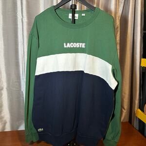 Lacoste Color Block Crewneck Sweatshirt Men's XXL, Green White Navy w/ Crocodile